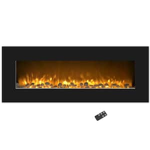 50 in. Wall-Mount Color Changing LED Electric Fireplace in Black