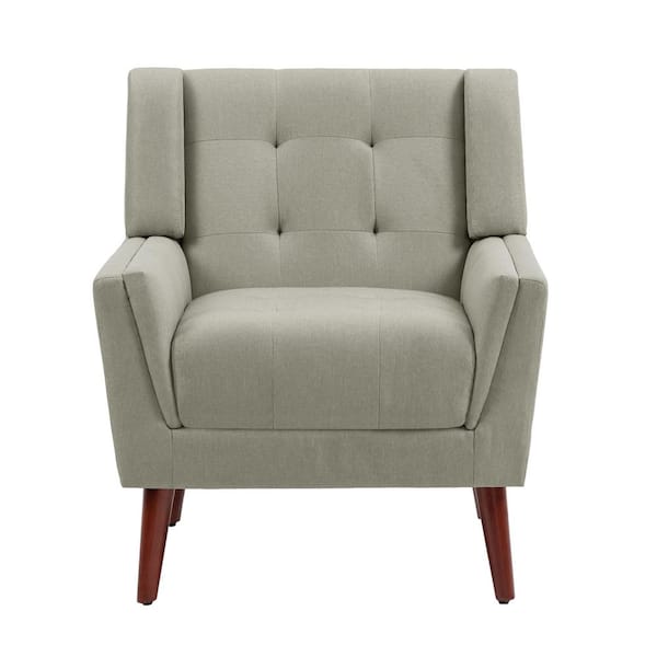 Modern Beige Gray Linen Accent Arm Chair (Set of 1)