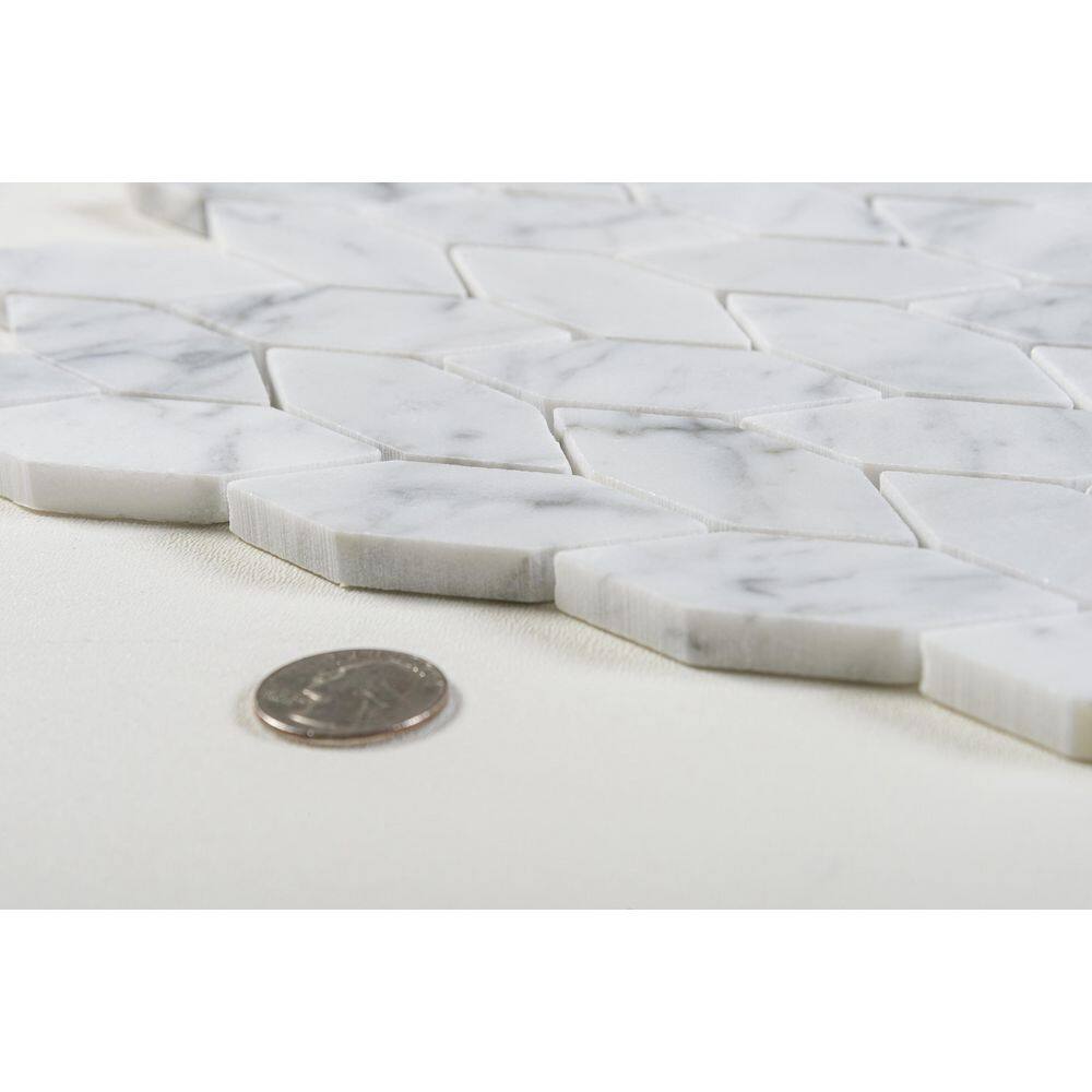 Duv Gray Matte Elongated Hex Marble Mosaic Tile Sample