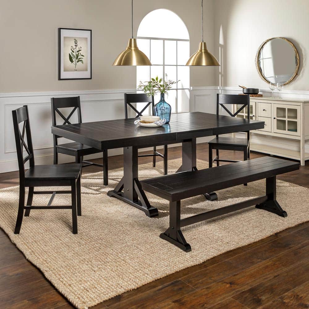 Walker Edison Furniture Company 6 Piece, 6 Piece Black Dining Room Set
