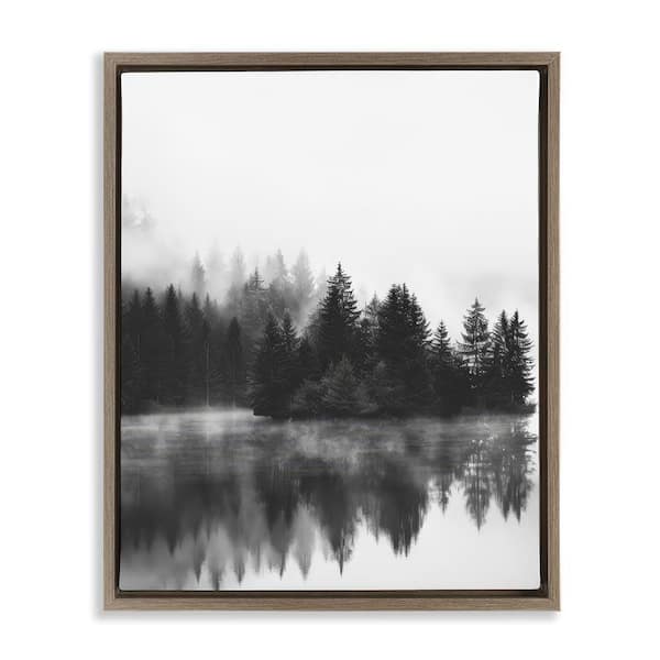 Stupell Industries Dark Tree Reflections by Petal Prints Design Brown Floater Frame Nature Graphic Art Print 31 in. x 25 in.