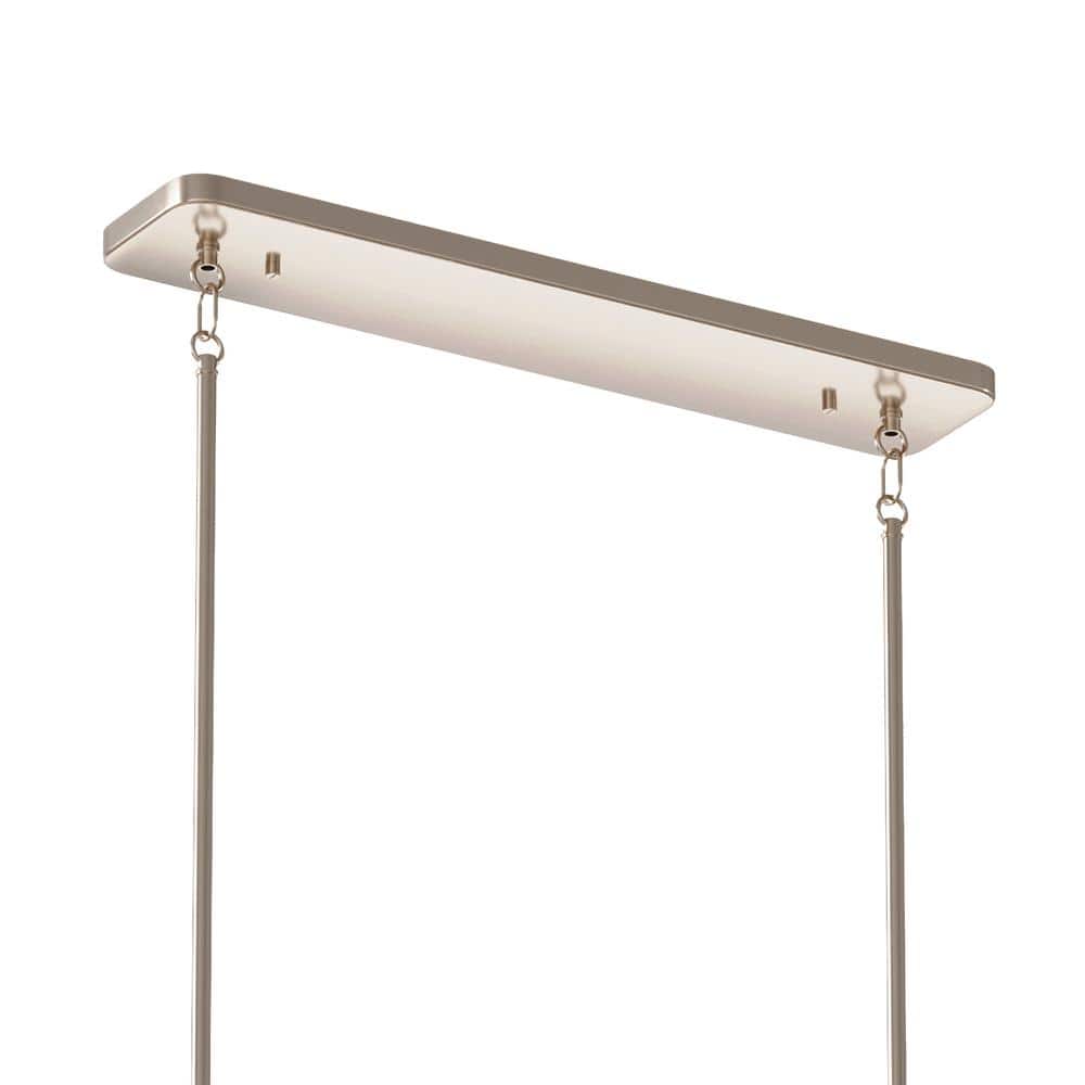 Kimrose Polished Nickel 10-Light Linear Chandelier with Clear Fluted Glass