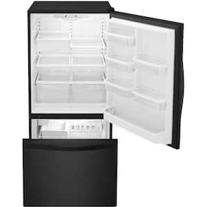 32.75 in. 22 cu. ft. Bottom Freezer Refrigerator in Black with SPILL GUARD Glass Shelves