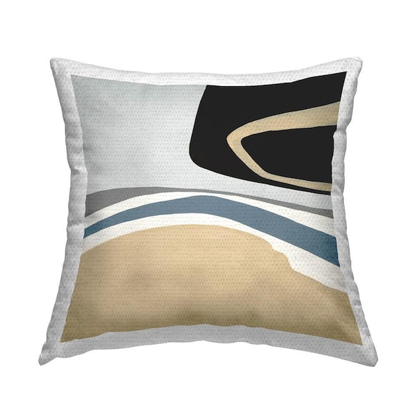 Beige Geometric Abstraction Beige Square Outdoor Throw Pillow