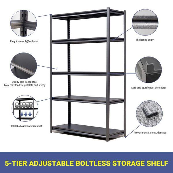 Heavy Duty 5-Shelf Metal Storage Rack Shelving Unit