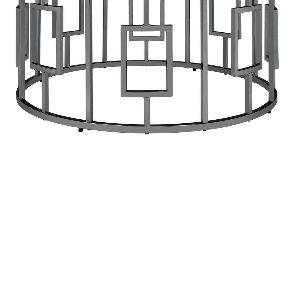 Kendall 36" Round Black Wood and Chrome Coffee Table
