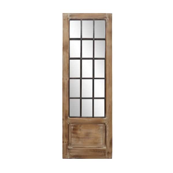 PARISLOFT 15 in. W x 47.25 in. H Rectangle Wood and Metal Framed Brown Mirror