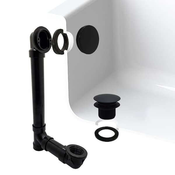 12 in. & 4 in. Bath Waste & Overflow with Tip-Toe Drain Plug and Illusionary Cover - Sch. 40 ABS Pipe, Matte Black