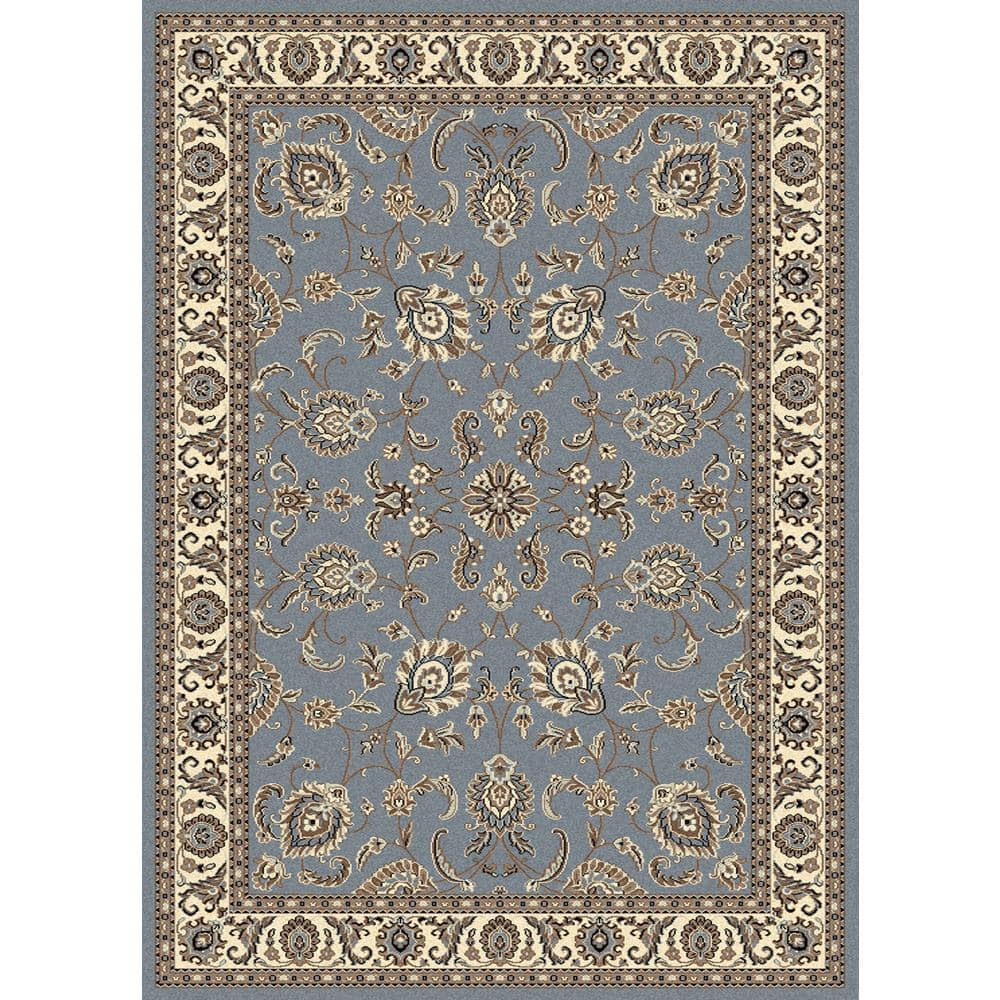 Alba Grey Blue 8 ft. x 11 ft. Traditional Oriental Floral Area Rug