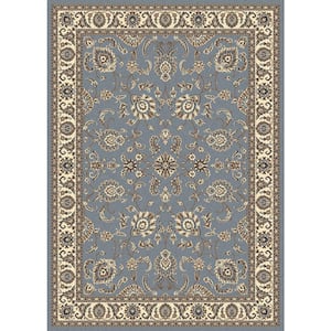 Alba Grey Blue 8 ft. x 11 ft. Traditional Oriental Floral Area Rug
