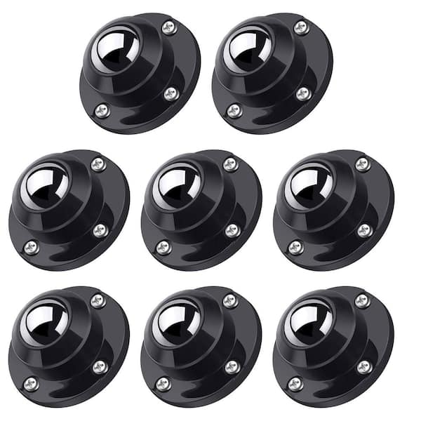 Angel Sar 1 in. Black Steel Self Adhesive Caster Wheels Low Profile Swivel Wheels Load Capacity 28 lbs. Per Wheel (8-Pack)