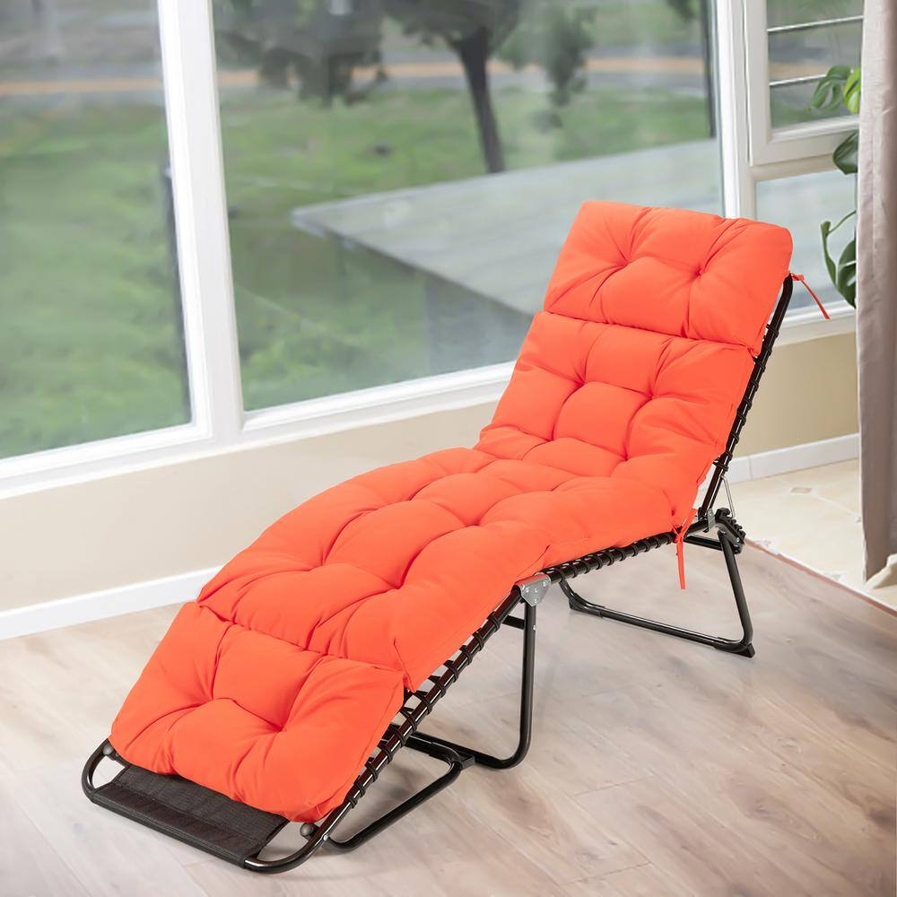 73'' Bright Orange Cotton and Polyester Chaise Lounge Cushion