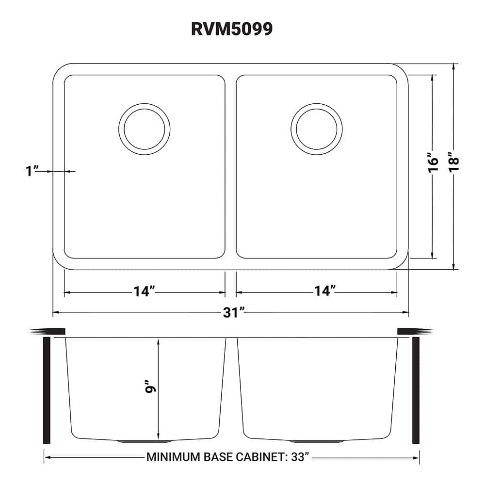 Ruvati 35-inch Stainless Steel Double Bowl Drop-In Kitchen Sink