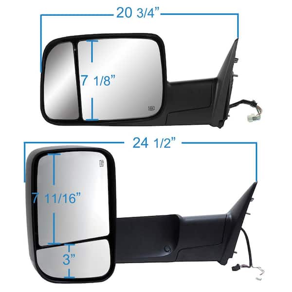 Fit System Towing Mirror for 09-12 Dodge Ram 1500 10-12 2500 10-11