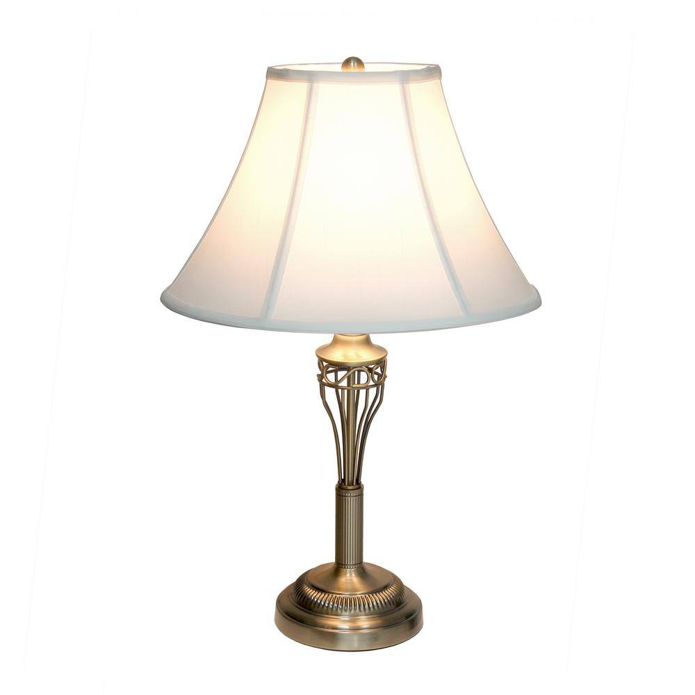 Antique Brass 3-Piece Lamp Set with White Bell Shades