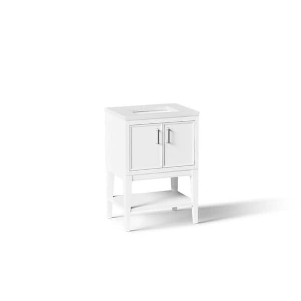 Winnow 24 in. Single Sink Freestanding White Bath Vanity with White Quartz Top Assembled