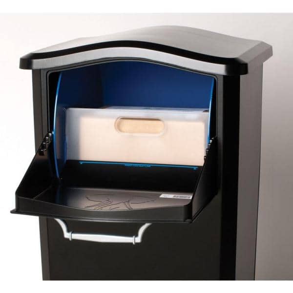 Black Locking Aluminum Parcel Drop Box with Rotating Drum