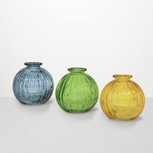3.5" Mini Textured Glass Ball Vase (Set of 3)