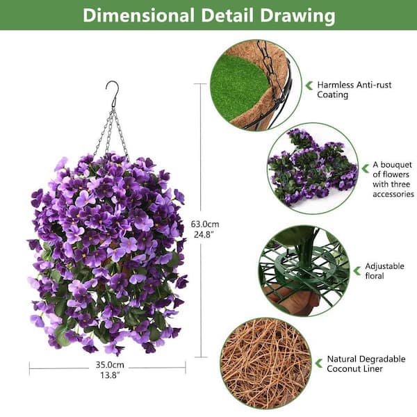 【紫陽花】グニー100㎝前後、ドドナエア120㎝前後　2本セット 24.8 in. Purple Orchid Artificial Hanging Begonia Flowers in