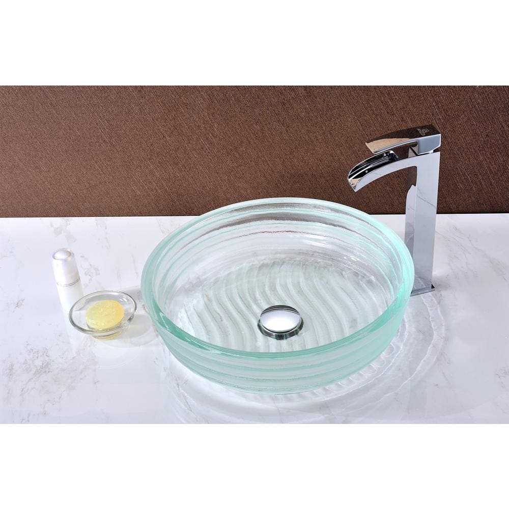 Lustrous Translucent Crystal Glass Circular Vessel Sink