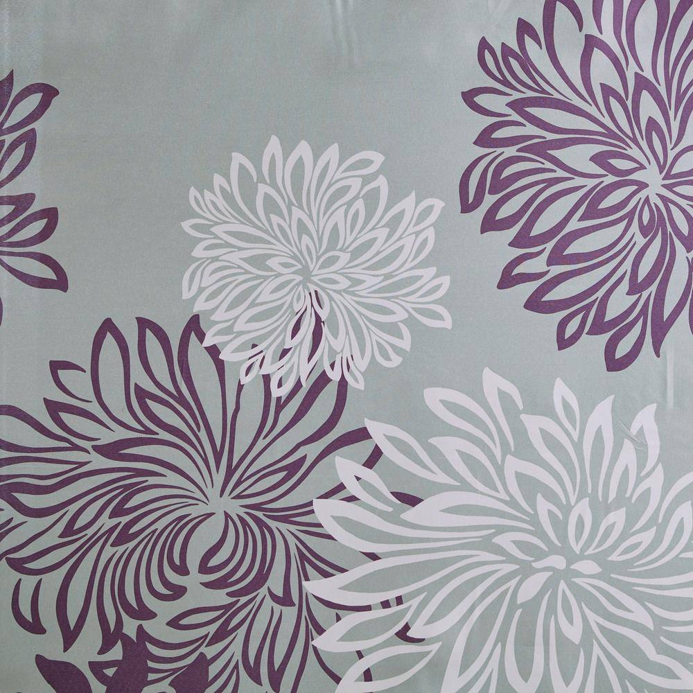 Caldwell Purple Floral Print Microfiber Shower Curtain