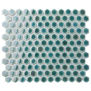 Hudson 1" Hex Emerald 11-7/8 in. x 13-1/4 in. Porcelain Mosaic Tile (11.2 sq. ft./Case)