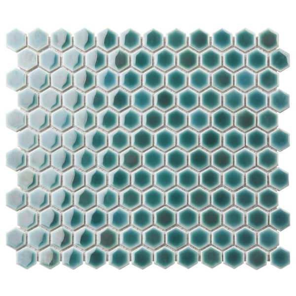 Merola Tile Hudson 1 in. Hex Emerald 11-7/8 in. x 13-1/4 in. Porcelain Mosaic Tile (11.2 sq. ft./Case)