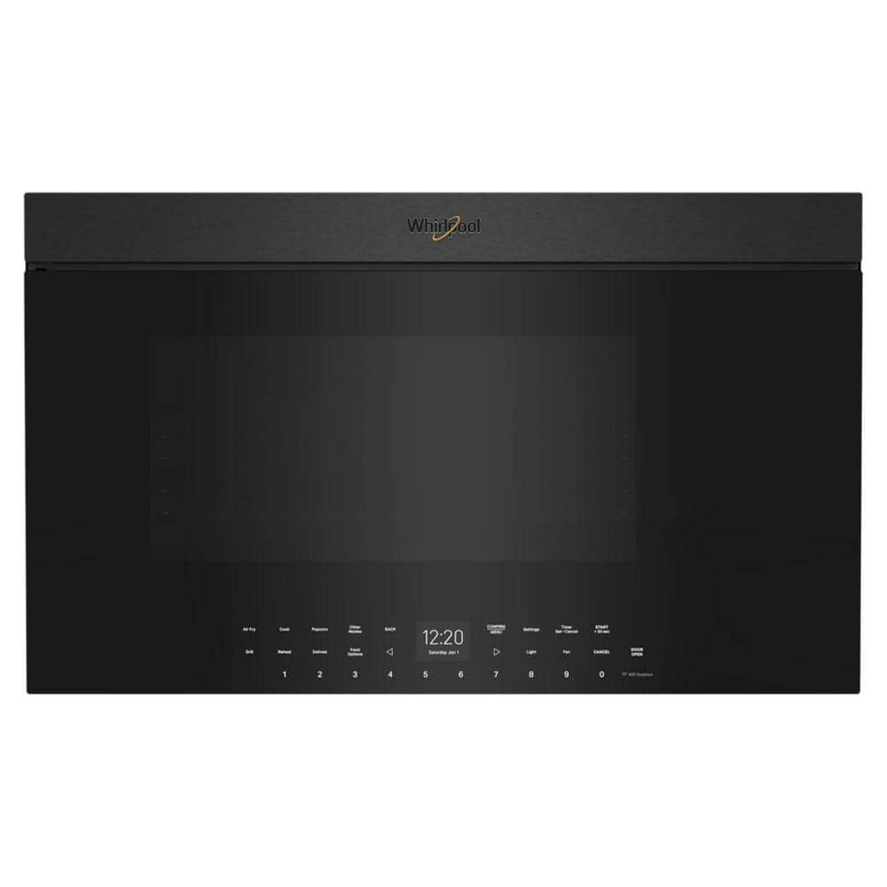 30 in. 1.1 cu. ft. Air Fry Over-the-Range Flush Built-In Microwave in Black Stainless Finish with Flush Built-in Design -  Whirlpool, WMMF7330RV