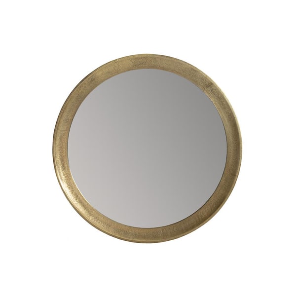 MH LONDON 23 in. x 23 in. Modern Gigi Round Framed Antique Gold Decorative Mirror