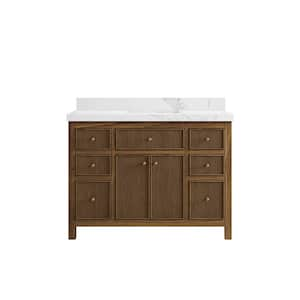 Sonoma Teak 48 in. W x 22 in. D x 36 in. H Bath Vanity in Dark Teak with 2" Calacatta Nuvo Top