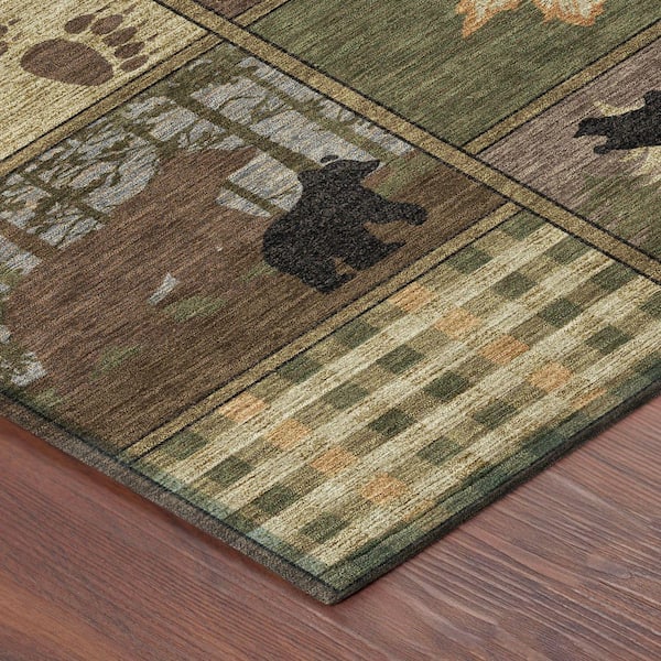 Chantille Machine Washable Indoor/Outdoor Abstract ACN2448 Chocolate 10 ft. x 14 ft. Area Rug