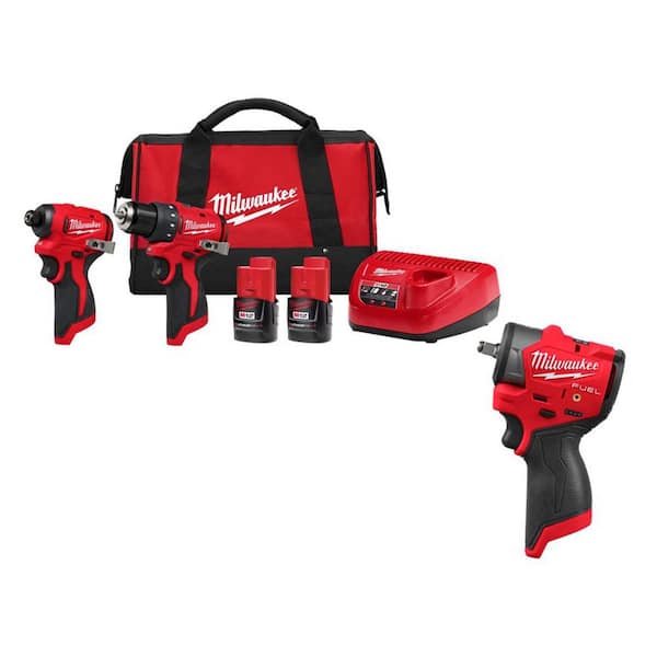 M12 12-Volt Lithium-Ion Brushless Cordless Subcompact Drill and Impact Driver Combo Kit w 3/8 in. Impact Wrench (3-Tool)