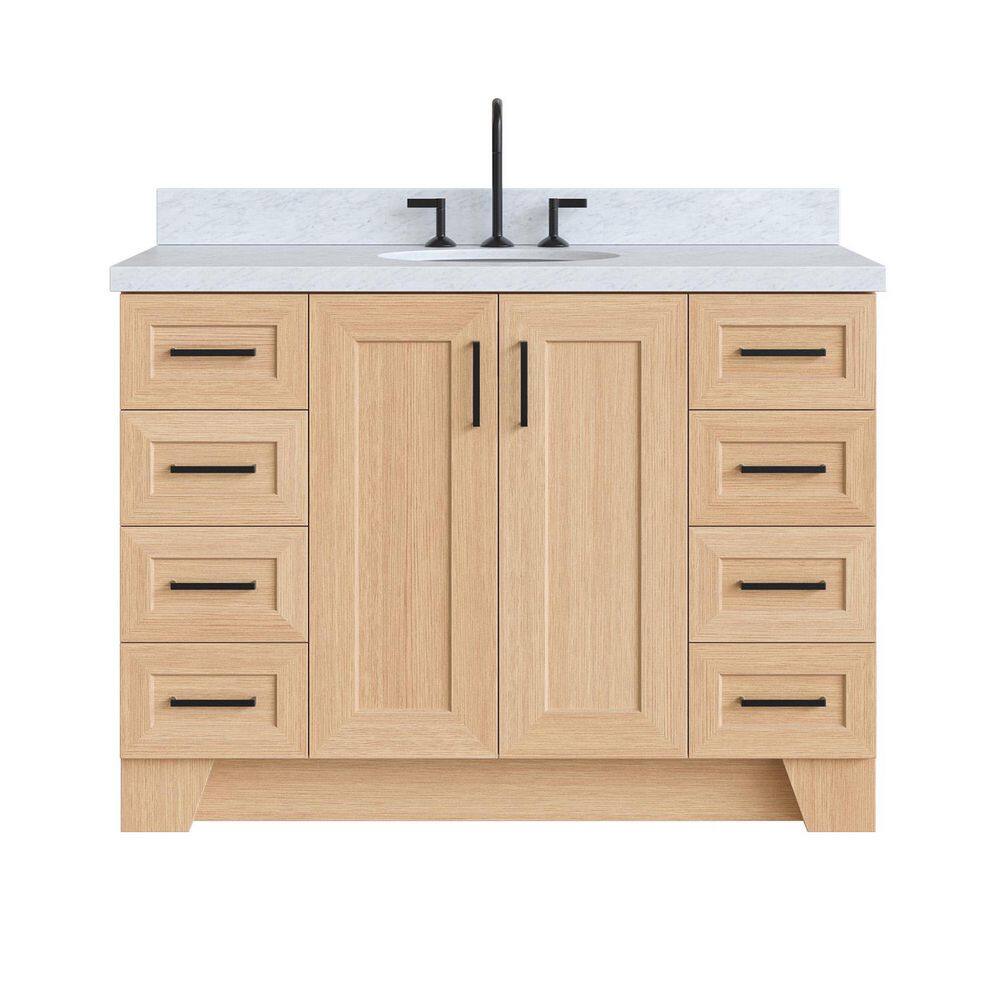 Taylor 48 in. Single Sink Freestanding Bath Vanity in Oak with Carrara White Marble Top price history on PriceWatchPro