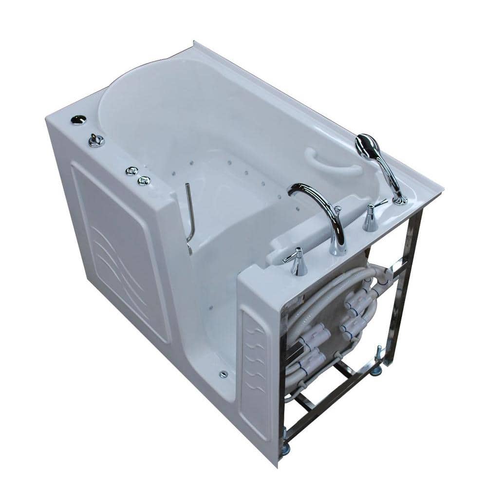 Ashton 52.8'' x 29.5'' White Fiberglass Walk-in Bathtub with Faucet