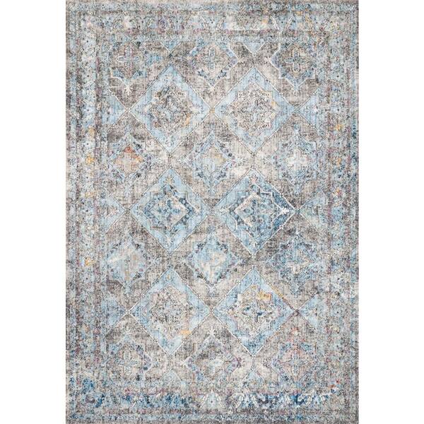 LOLOI II Dante Granite/Lt. Blue 3 ft. 11 in. x 5 ft. 7 in. Bohemian Area Rug