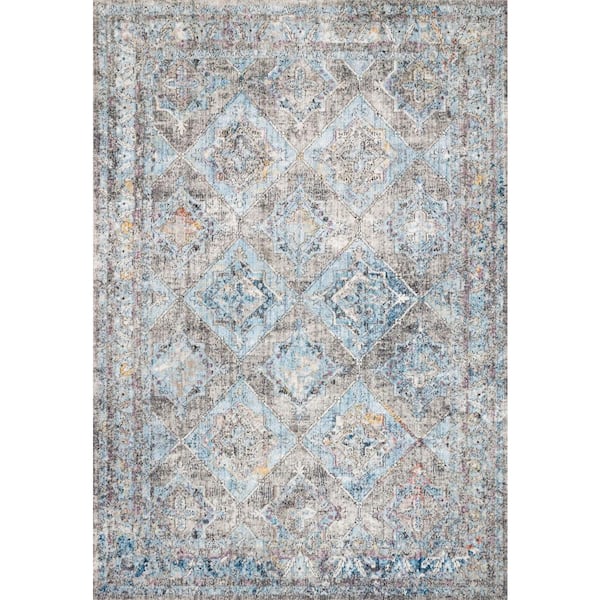 LOLOI II Dante Granite/Lt. Blue 5 ft. 3 in. x 7 ft. 2 in. Bohemian Area Rug
