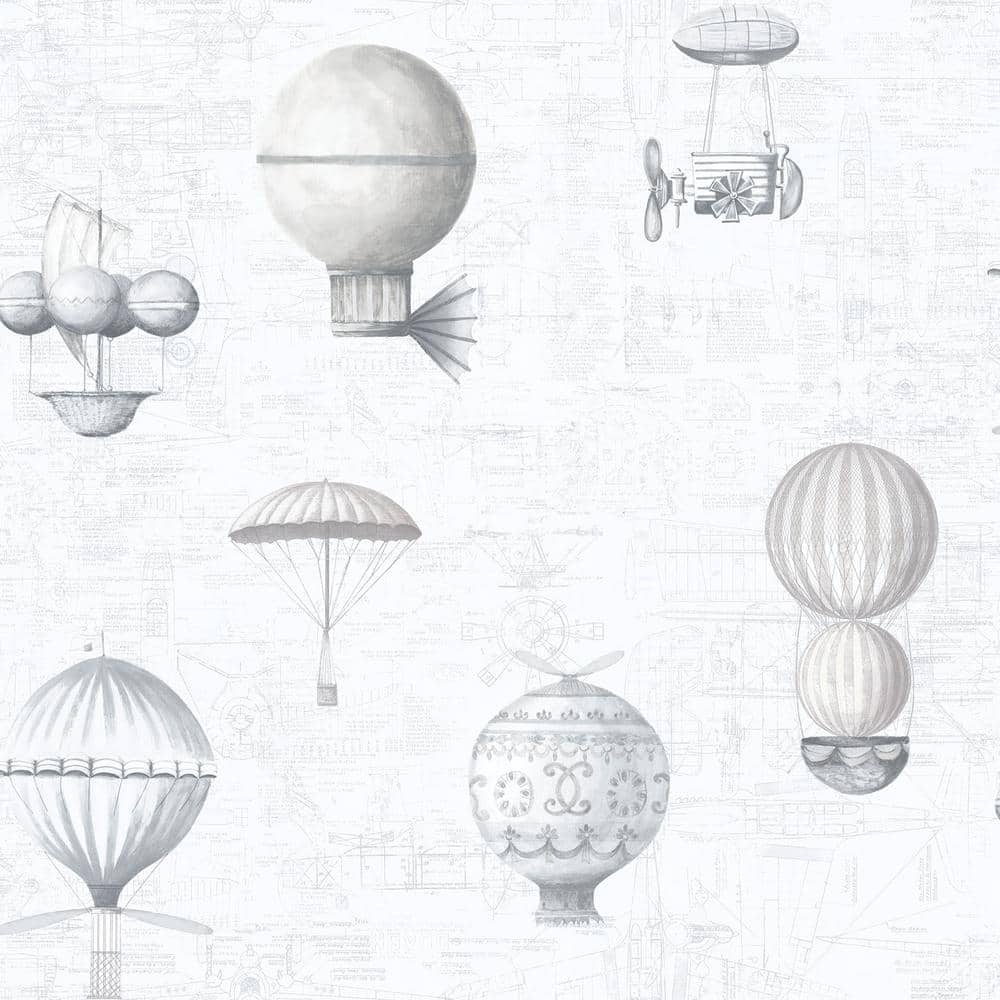 Nostalgie Silver Grey Air Ships Wallpaper