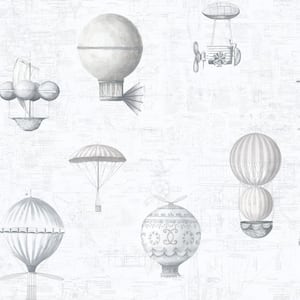 Nostalgie Silver Grey Air Ships Wallpaper Sample