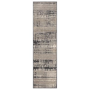 Gaillard Grey 2 ft. 1 in. x 7 ft. 6 in. Modern Contemporary Abstract Striped Runner Rug