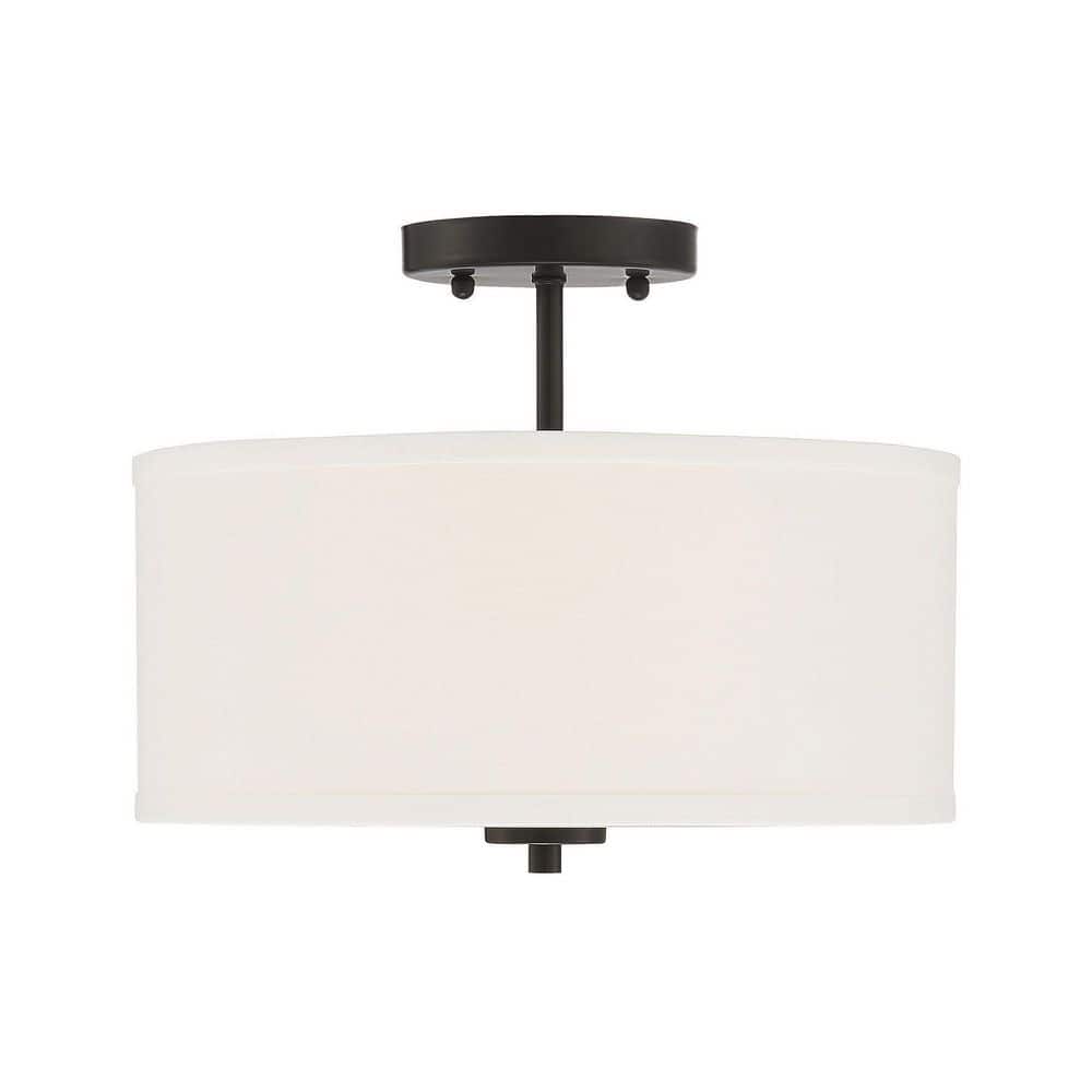 Cassie Contemporary Matte Black Drum Ceiling Light with White Shade