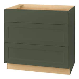Avondale 36 in. W x 24 in. D x 34.5 in. H Ready to Assemble Plywood Shaker Drawer Base Kitchen Cabinet in Fern Green