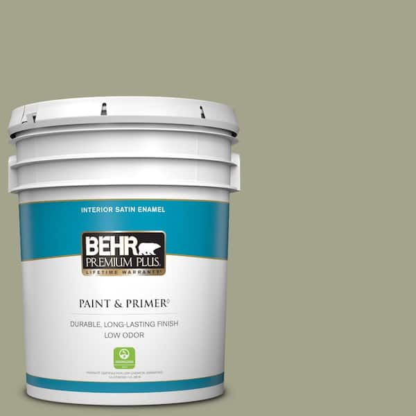 BEHR PREMIUM PLUS 5 gal. #400F-5 Promenade Satin Enamel Low Odor Interior Paint & Primer