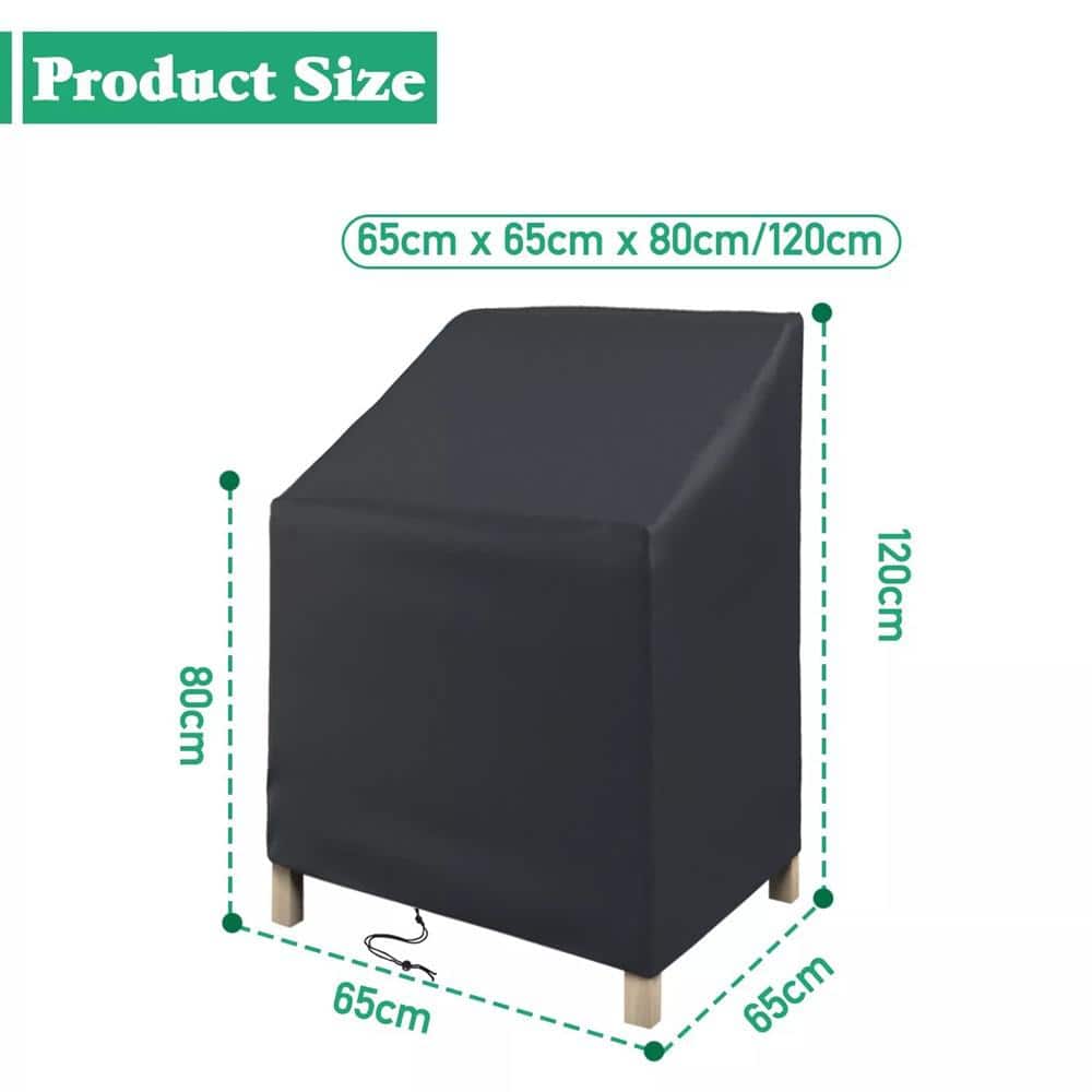 Black Heavy Duty Waterproof Patio Chair Cover, 26" x 26" x 47"