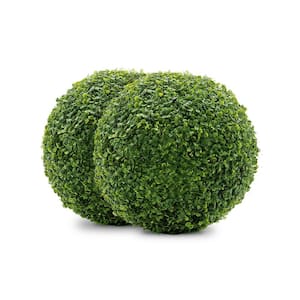 Boxwood 11 in. Artificial Foliage Ball Hedges 2 Pieces