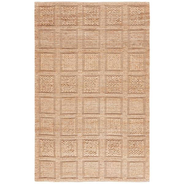 Natural Fiber 4 ft. x 6 ft. Natural/Brown Geometric Tile Area Rug