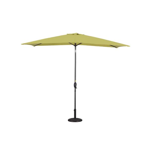 Otryad 6.5 ft. x 10 ft. Rectangular Patio Umbrella with Tilt, Crank and 6 Sturdy Ribs for Deck, Lawn, Pool in Lime Green