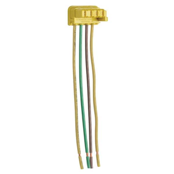 PlugTail 90° Angle 277V Pigtail Connector for 3-Way Switches, 4-Wire, 6 in. Stranded THHN12