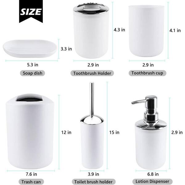 Dyiom Bathroom Accessories Set 6-Piece Plastic Gift Set, White B08P49FPPK -  The Home Depot