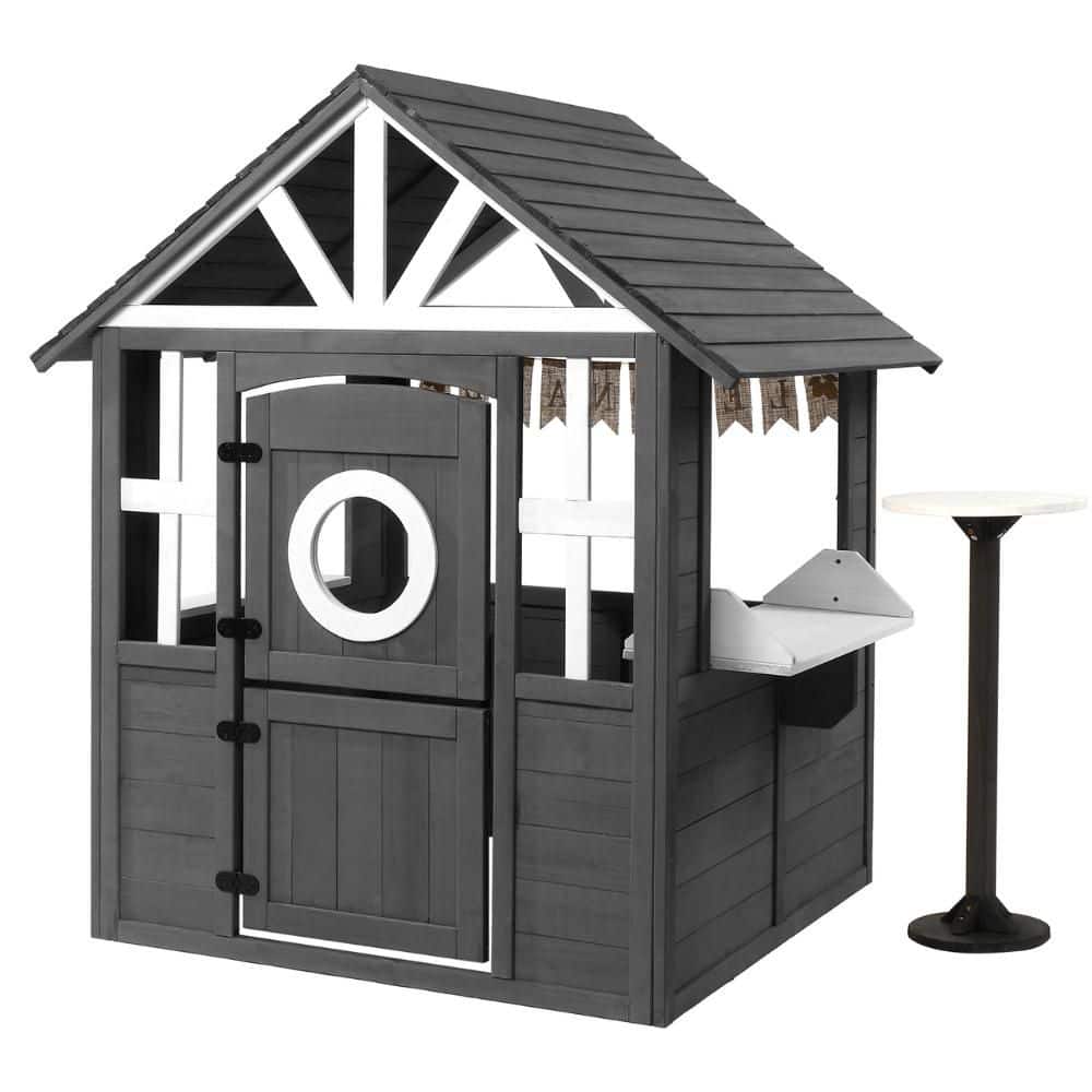 Kids Wooden Outdoor Playhouse in Gray with Lemonade Stand, Split Door for Kids Ages 3-8 price history on PriceWatchPro