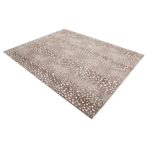 Louis Contemporary Modern Sand 9 ft. x 12 ft. Hand-Knotted Area Rug